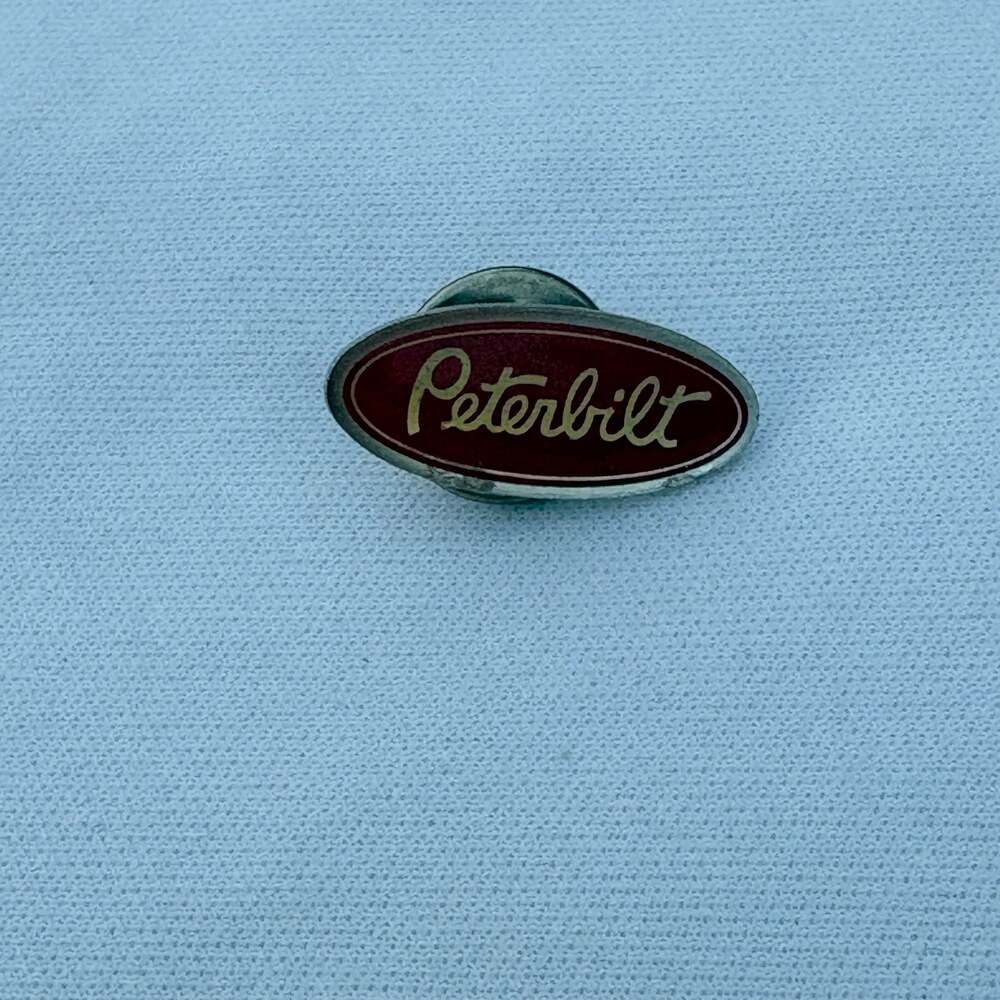 VTG. Peterbilt Semi Truck Vintage Logo Oval Red Enamel Very Old Truck Badge